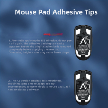 ASUS ROG Shadow Blade 2 / Moon Blade peli kāju uzlīmes – teflona izliekta mala, neslīdošas, izturīgas nolietošanai