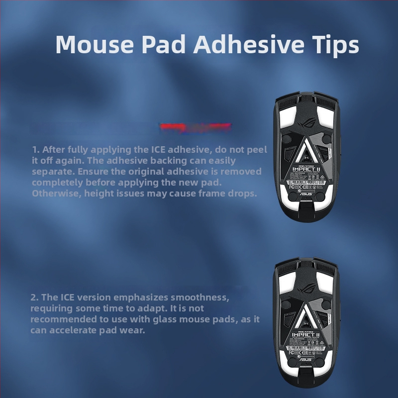 ASUS ROG Shadow Blade 2 / Moon Blade peli kāju uzlīmes – teflona izliekta mala, neslīdošas, izturīgas nolietošanai