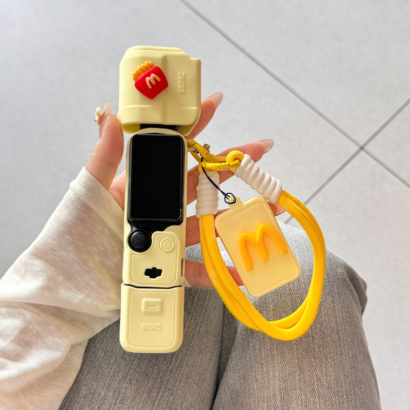 DJI Pocket 3 silikonska zaštitna maska s dizajnom pomfrija i ručnim remenom