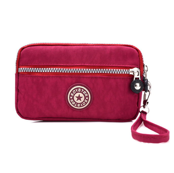 Geantă mică de mână pentru femei cu trei compartimente cu fermoar pentru monede și telefon, material Oxford, model 613, căptușeală poliester, stil urban