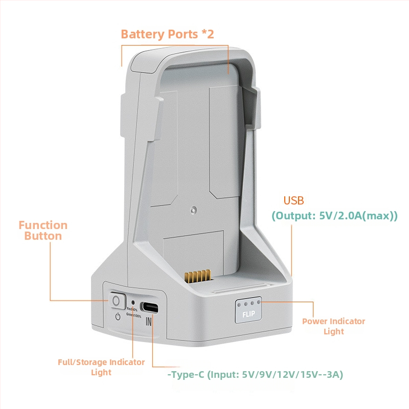 Nabíjačka batérií pre DJI Flip s obojstranným nabíjaním, vertikálny dizajn, rýchle nabíjanie