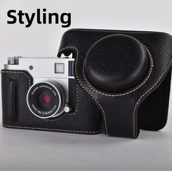 Bezzr kamera dėklas Fujifilm X-Half su PU odos pagrindu, atspari įbrėžimams, peties dirželis, pūkuota įdaila, telpa vienam X-Half/X-HF