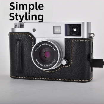 Bezzr kamera dėklas Fujifilm X-Half su PU odos pagrindu, atspari įbrėžimams, peties dirželis, pūkuota įdaila, telpa vienam X-Half/X-HF