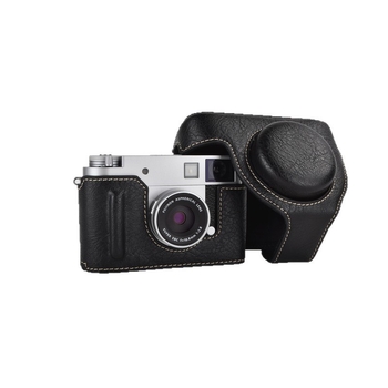 Fujifilm X-Half tükör nélküli kamera táska PU bőr aljával, ütésálló, vállpánt, plüss bélés, egy X-Half/X-HF befogad