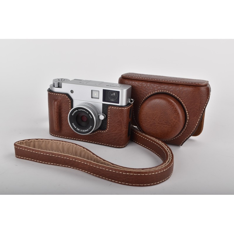 Fujifilm X-Half tükör nélküli kamera táska PU bőr aljával, ütésálló, vállpánt, plüss bélés, egy X-Half/X-HF befogad