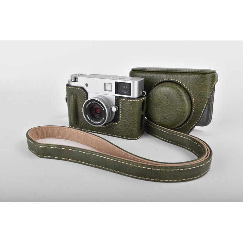 Fujifilm X-Half tükör nélküli kamera táska PU bőr aljával, ütésálló, vállpánt, plüss bélés, egy X-Half/X-HF befogad