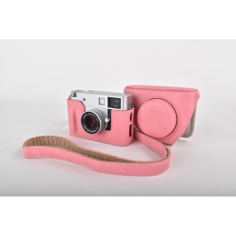 Fujifilm X-Half tükör nélküli kamera táska PU bőr aljával, ütésálló, vállpánt, plüss bélés, egy X-Half/X-HF befogad