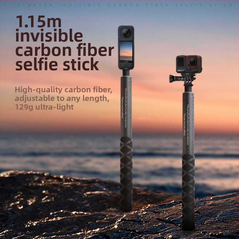 Selfie tyč z uhlíkových vlákien pre Insta360/GoPro/kamery akčných záznamov