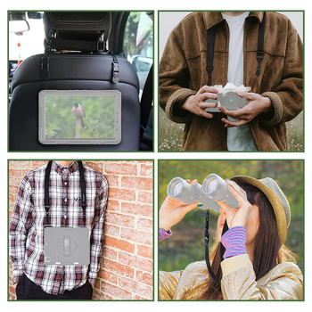 Bandă universală de umăr pentru tablete, camere și telescoape; construcție din nailon și fibră super; compatibilă cu tablete, telescoape și camere; include curea și pungă de ambalare