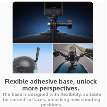 Set príslušenstva na motorku Insta360 Shadow Stone pre One X2, One X3, One RS, Go 3, Go 2 a ďalšie akčné kamery — kovová konštrukcia; obsahuje silnú svorku a ohybnú lepiacu základňu