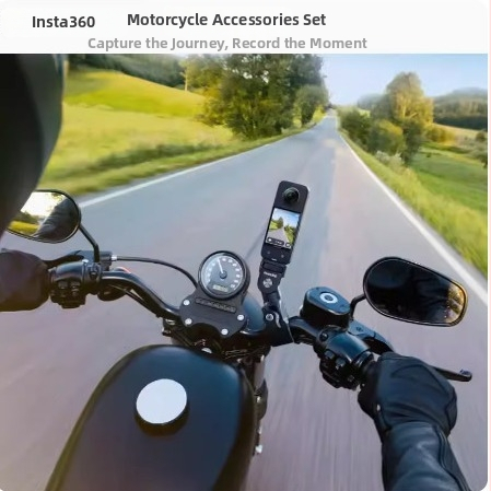 Set príslušenstva na motorku Insta360 Shadow Stone pre One X2, One X3, One RS, Go 3, Go 2 a ďalšie akčné kamery — kovová konštrukcia; obsahuje silnú svorku a ohybnú lepiacu základňu