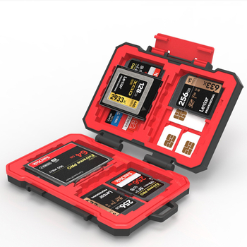 Casetă de stocare pentru carduri SD/TF/XQD/CF/SIM – ABS+ cauciuc, impermeabilă, rezistentă la căderi, rezistentă la praf; Capacitate: 30 carduri