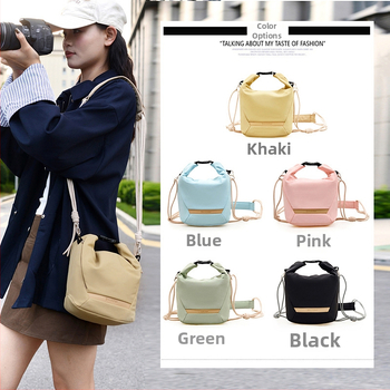 Pečių ir crossbody kamera krepšys SLR ir mirrorless, vandeniui atsparus nailonas, unisex, miesto minimalistinis stilius.