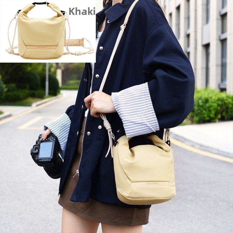Pečių ir crossbody kamera krepšys SLR ir mirrorless, vandeniui atsparus nailonas, unisex, miesto minimalistinis stilius.