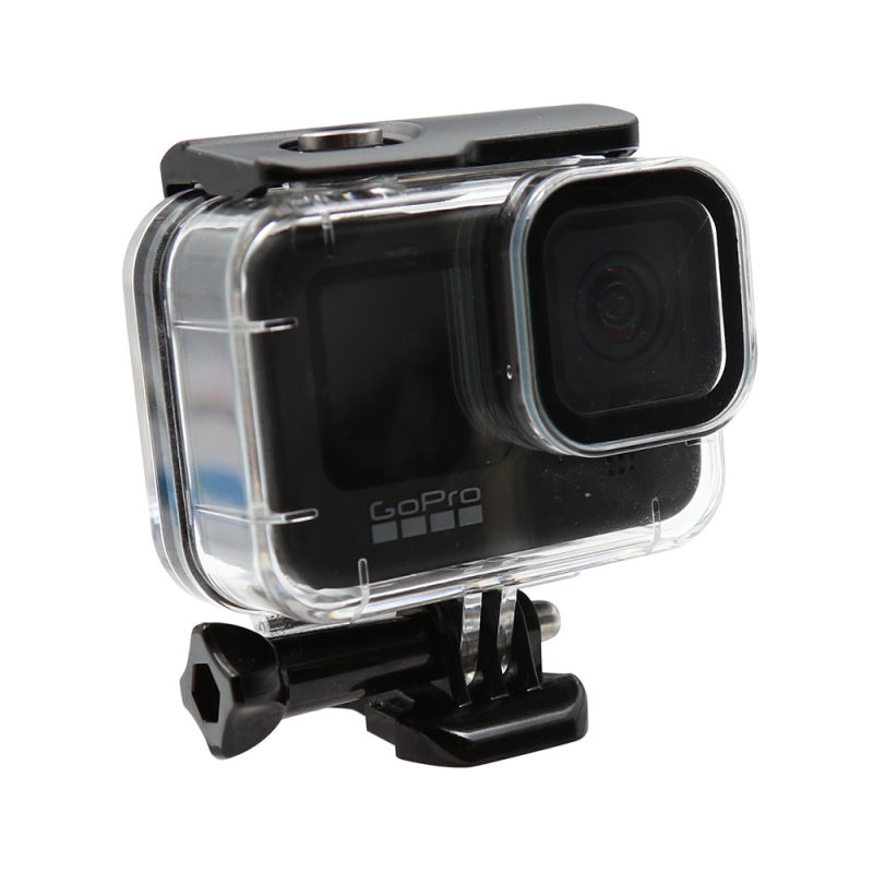 GoPro 8 vodootporno kućište, materijal akrilno-PC, dubina 45 m, s ispisanim logotipom, kompletan set