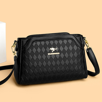 Ženska crossbody torbica — ugravirana vintage tekstura, PU materijal, zatvaranje na zip, horizontalni kvadratni oblik, široka naramenica