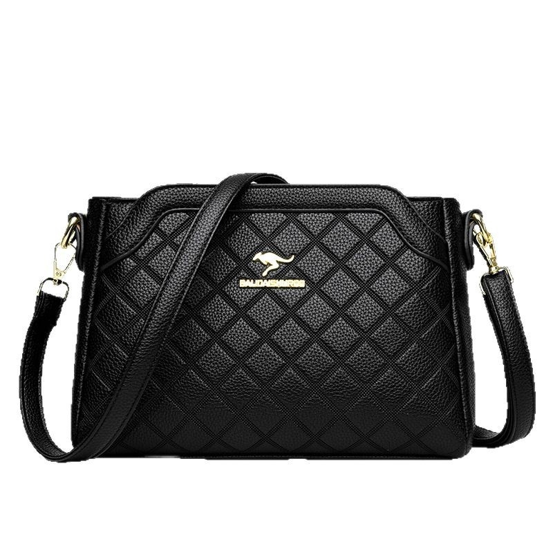 Ženska crossbody torbica — ugravirana vintage tekstura, PU materijal, zatvaranje na zip, horizontalni kvadratni oblik, široka naramenica