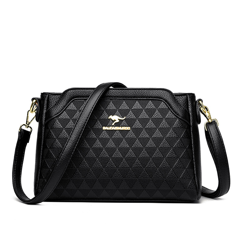 Ženska crossbody torbica — ugravirana vintage tekstura, PU materijal, zatvaranje na zip, horizontalni kvadratni oblik, široka naramenica