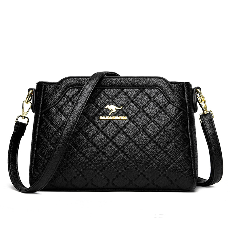 Ženska crossbody torbica — ugravirana vintage tekstura, PU materijal, zatvaranje na zip, horizontalni kvadratni oblik, široka naramenica