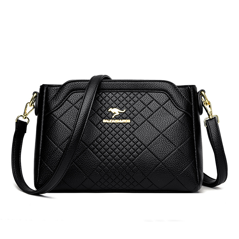 Ženska crossbody torbica — ugravirana vintage tekstura, PU materijal, zatvaranje na zip, horizontalni kvadratni oblik, široka naramenica