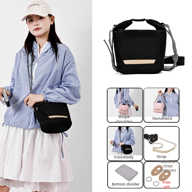 Kamerų krepšys per petį Fujifilm mirrorless ir Canon – ultra lengvas nailoninis apsauginis dėklas su poliesterio vidumi