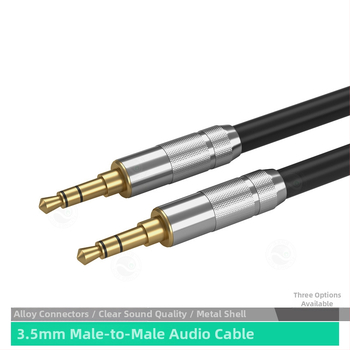 3,5 mm samec–samec audiokábel s bezkyslíkovou meďou, zlaté prevedenie, AUX pre MP3 a automobilový zvuk