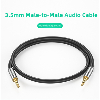 3,5 mm samec–samec audiokábel s bezkyslíkovou meďou, zlaté prevedenie, AUX pre MP3 a automobilový zvuk
