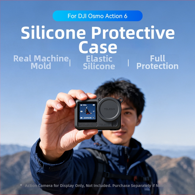 Telesin Silikónové ochranné puzdro pre DJI Osmo Action 6 – model S6-ptc-11; Kompatibilné: S6-ptc-11; Materiál: Silikón; Balenie: Silikónové puzdro a šnúrka