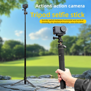 Selfie tyč pre akčné kamery, hliníková zliatina, teleskopická, možnosť potlače loga, vrátane tašky