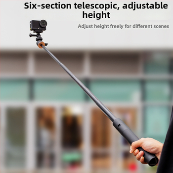 Selfie tyč pre akčné kamery, hliníková zliatina, teleskopická, možnosť potlače loga, vrátane tašky