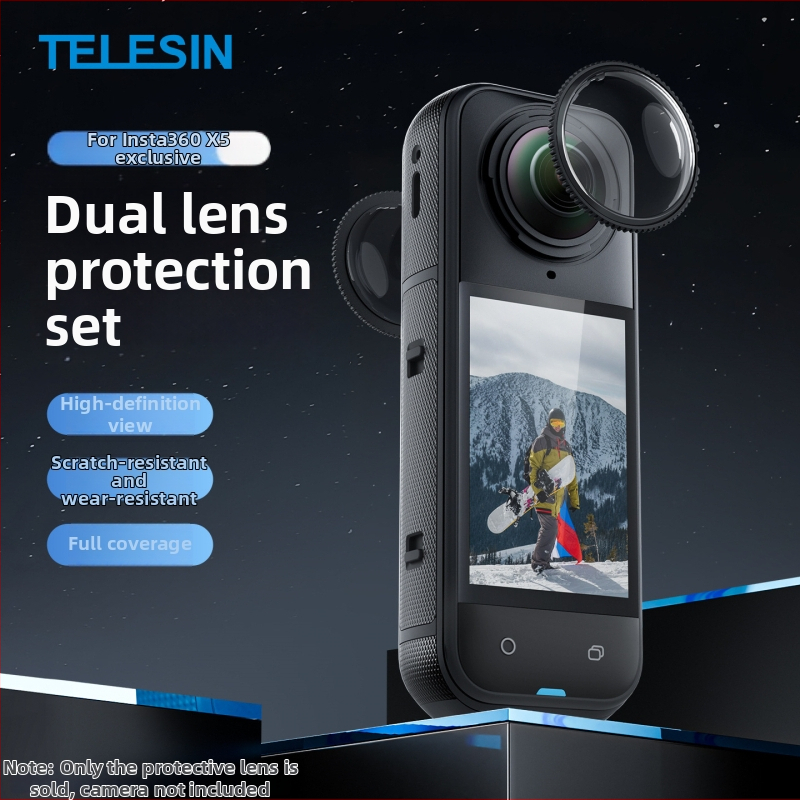 Zaštitni poklopac objektiva za Insta360 X5, akril, otporan na prašinu i ogrebotine, model S5-flt-39-tis, tvrtka Telesintaixun