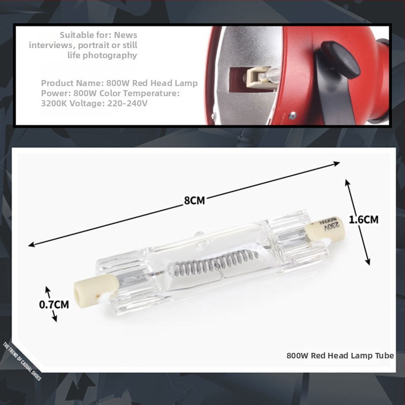 Фотографско осветление за запълване 800W халогенна тръба 220-240V 3200K без димер CE