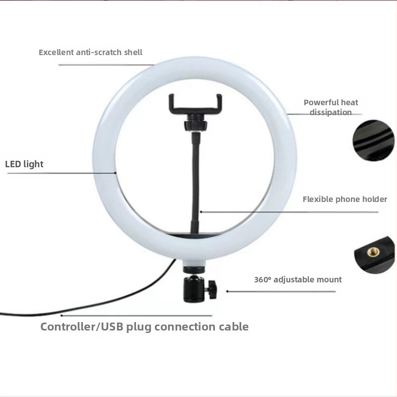 LED ринг лампа за лайв стрийминг и кратки видеа - 5-12V, 5-30W, димерна, обхват 10 м