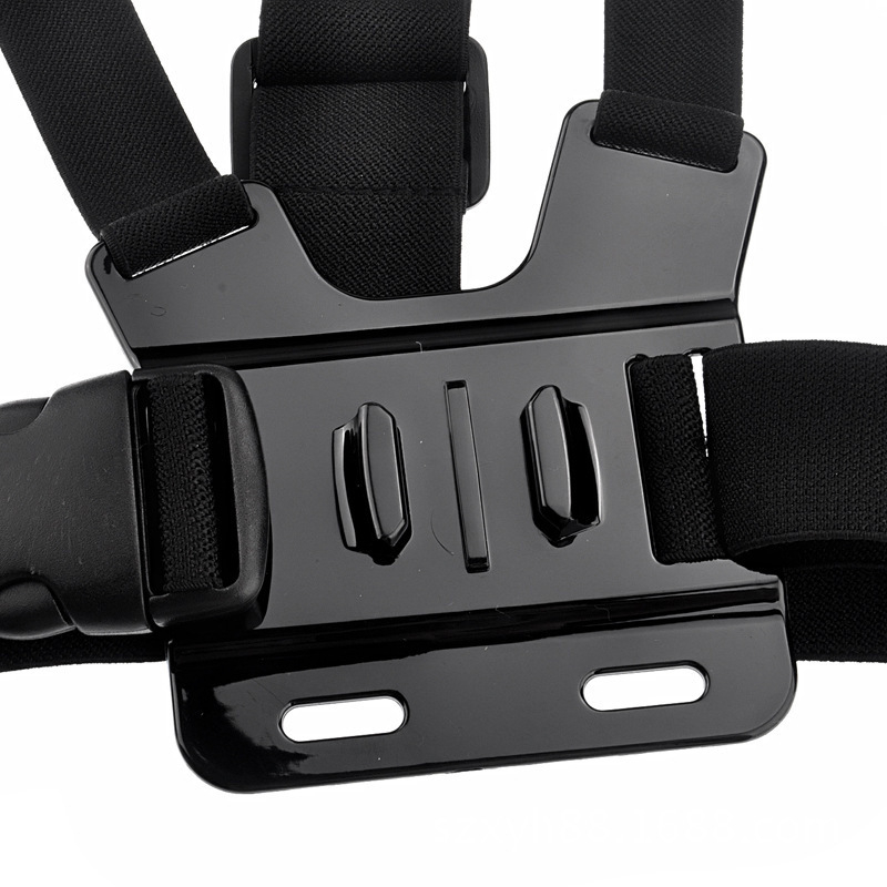 GoPro prsni remen - Prednji stil, Univerzalna kompatibilnost, Materijal: plast + elastična traka, Mogućnost dodavanja logotipa