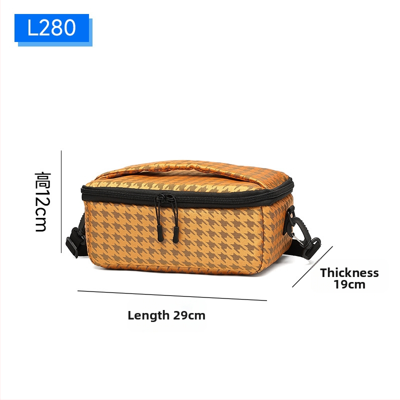 Fotoaparatų krepšys iš atsparaus vandeniui poliesterio, lengvas, smūgiams atsparus, aksominė įdėklė, peties krepšys