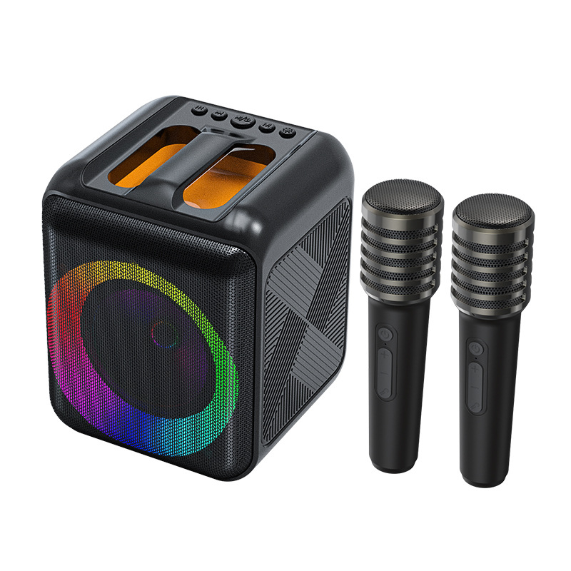 Boxă Bluetooth pentru karaoke cu microfon încorporat — portabilă, Bluetooth 5.0, redare TF/ USB, 60 Hz–15 kHz, putere ≤10W, rază de 10 m, baterie încorporată