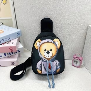 Dječja cartoon crossbody torbica za prsa – unisex, najlon materijal, zatvarač, najlonska podstava, džep za telefon, unutarnji patch džep, proljeće 2024