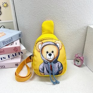 Dječja cartoon crossbody torbica za prsa – unisex, najlon materijal, zatvarač, najlonska podstava, džep za telefon, unutarnji patch džep, proljeće 2024