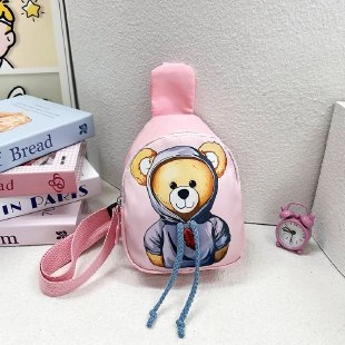 Dječja cartoon crossbody torbica za prsa – unisex, najlon materijal, zatvarač, najlonska podstava, džep za telefon, unutarnji patch džep, proljeće 2024