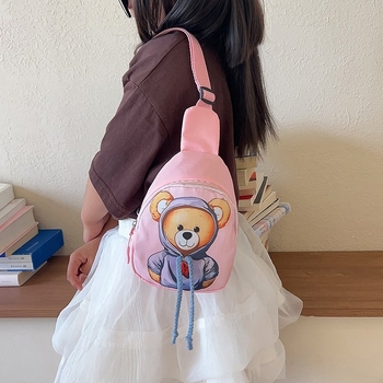 Dječja cartoon crossbody torbica za prsa – unisex, najlon materijal, zatvarač, najlonska podstava, džep za telefon, unutarnji patch džep, proljeće 2024