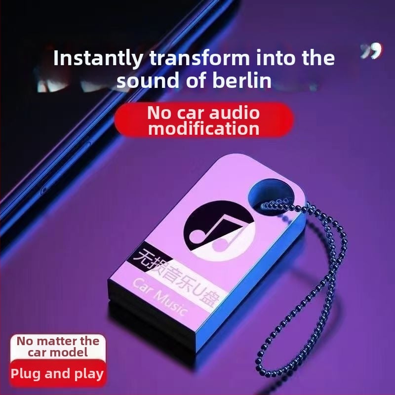 Automobilinis USB MP3 atminties įrenginys be ekrano; logotipą spausdinti nėra galima; vaizdo/garso formatų nėra nurodyta; atminties kortelės tipas nėra nurodytas