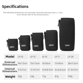 husă protecție pentru obiective pentru camere DSLR și mirrorless cu căptușeală antistres; Material: Diving material + Lycra; Compatibilitate universală; Greutate: 139 g