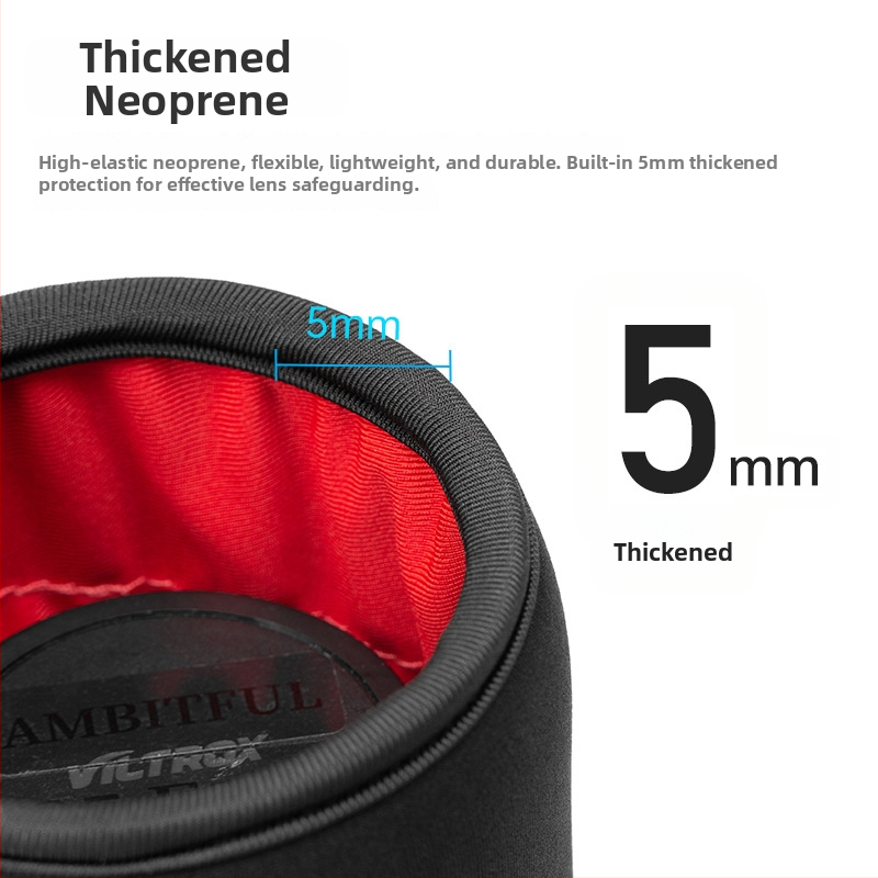  husă protecție pentru obiective pentru camere DSLR și mirrorless cu căptușeală antistres; Material: Diving material + Lycra; Compatibilitate universală; Greutate: 139 g