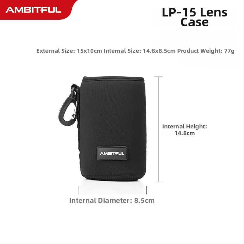  husă protecție pentru obiective pentru camere DSLR și mirrorless cu căptușeală antistres; Material: Diving material + Lycra; Compatibilitate universală; Greutate: 139 g