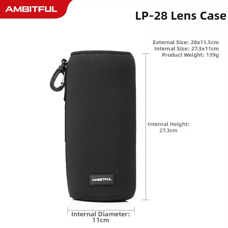  husă protecție pentru obiective pentru camere DSLR și mirrorless cu căptușeală antistres; Material: Diving material + Lycra; Compatibilitate universală; Greutate: 139 g