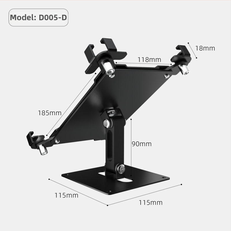 Stojan na tablet na montáž na stenu s otočnou kovovou základňou a zámkom – skladný, proti krádeži, kompatibilný s iPad/iPhone/iPod