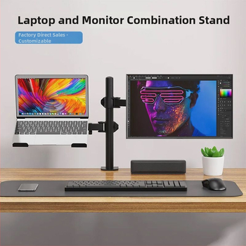 Suport universal pentru laptop și monitor, cu ridicare și rotire a ecranului – suport de birou pentru două monitoare, din plastic