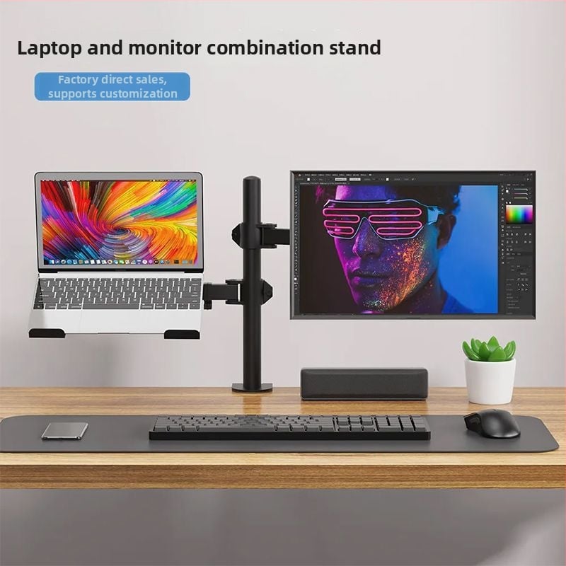 Suport universal pentru laptop și monitor, cu ridicare și rotire a ecranului – suport de birou pentru două monitoare, din plastic