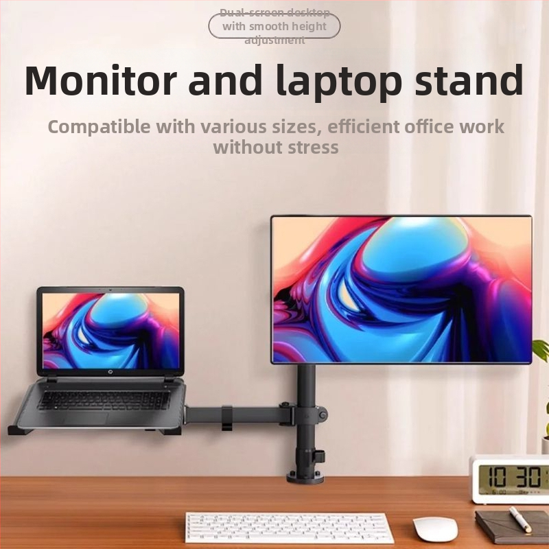 Suport universal pentru laptop și monitor, cu ridicare și rotire a ecranului – suport de birou pentru două monitoare, din plastic