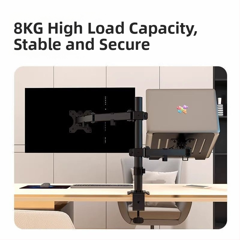 Suport universal pentru laptop și monitor, cu ridicare și rotire a ecranului – suport de birou pentru două monitoare, din plastic